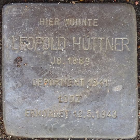 Stolperstein dedicated to Leopold Hüttner