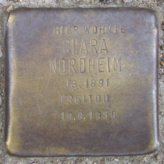 Stolperstein dedicated to Clara Nordheim