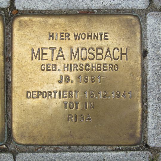 Stolperstein dedicated to Meta Mosbach