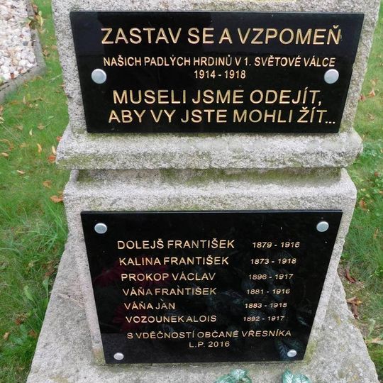 Pamětní deska padlým v 1. světové válce ve Vřesníku