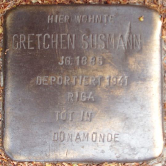 Stolperstein dedicated to Gretchen Susmann