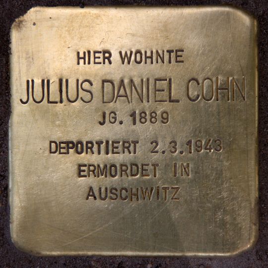 Stolperstein dedicated to Julius Daniel Cohn