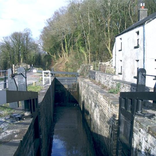 Lock and overbridge at Neath Canal Depot