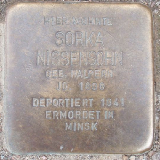 Stolperstein dedicated to Sorka Nissensohn