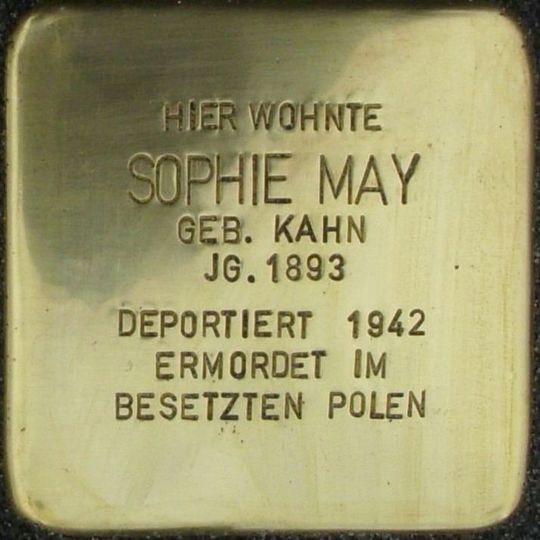 Stolperstein dedicated to Sophie May