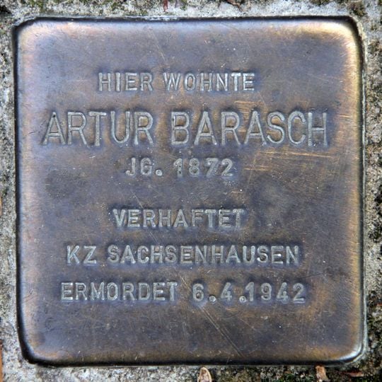 Stolperstein dedicated to Artur Barasch