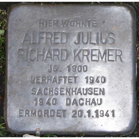 Stolperstein em memória de Alfred Julius Richard Kremer