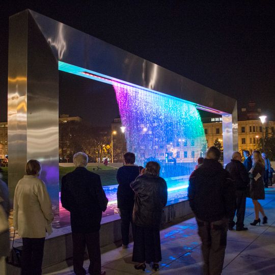 Light fountain in front of the Janáček Theatre, Brno