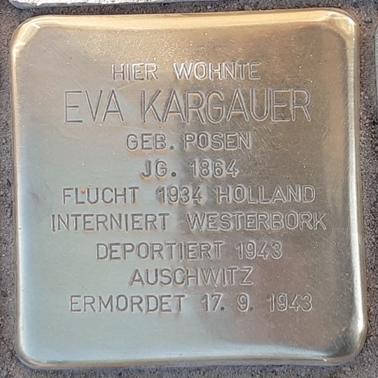 Stolperstein dedicated to Eva Kargauer