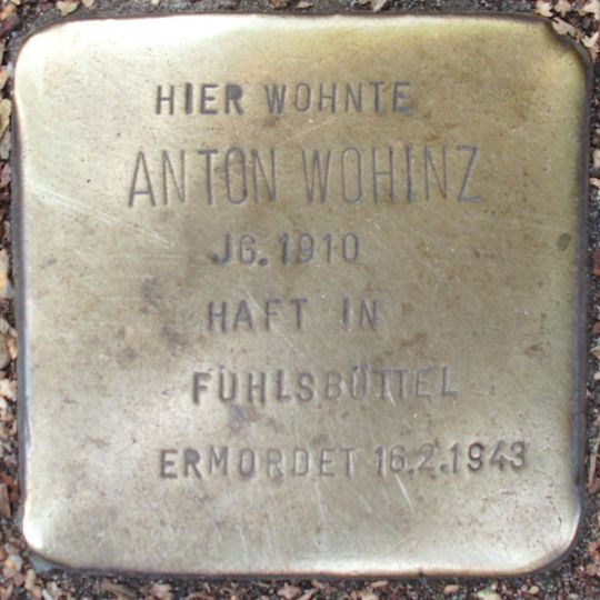Stolperstein dedicated to Anton Wohinz