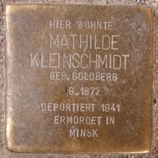 Stolperstein à la mémoire de Mathilde Kleinschmidt