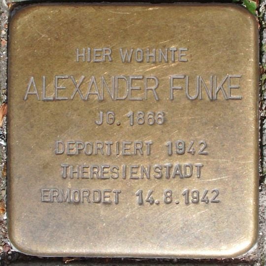 Stolperstein dedicated to Alexander Funke