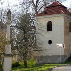 Bell tower in front of the church of Saint Leonard
