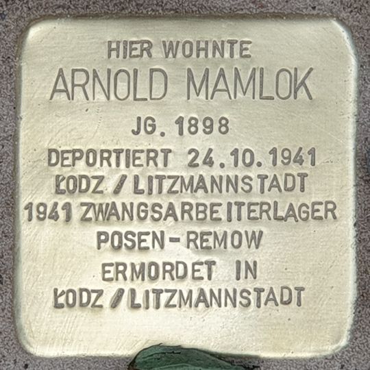 Stolperstein dedicated to Arnold Mamlok