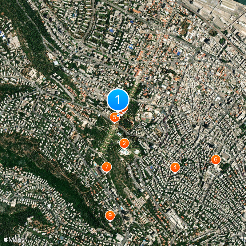 Terrazze bahai Mappa