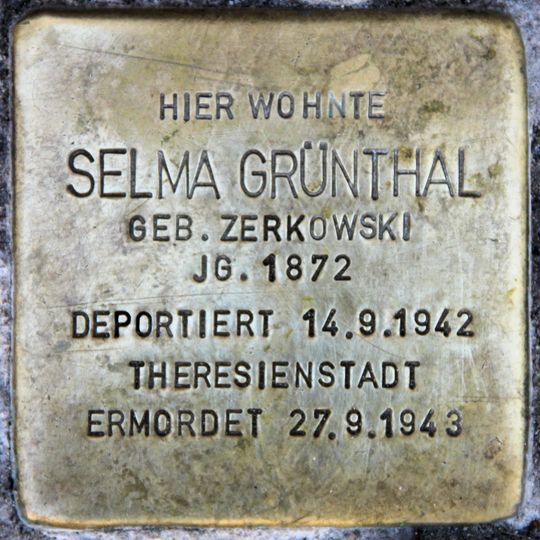 Stolperstein dedicated to Selma Grünthal