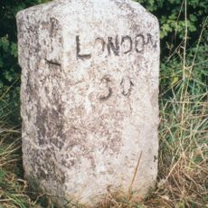 Milestone, Missenden by-pass, N of Bank's Pond, beside Wendover Woods