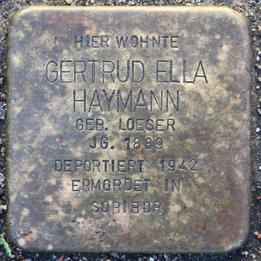 Stolperstein dedicated to Gertrud Ella Haymann