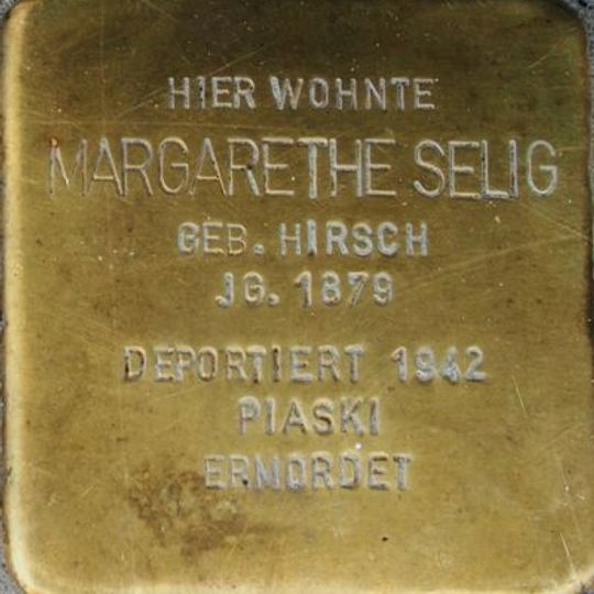 Stolperstein dedicated to Margarethe Selig