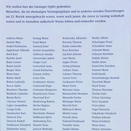 Zur Erinnerung an die Liesinger Euthanasieopfer