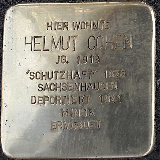 Stolperstein dedicated to Helmut Cohen