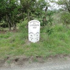 Milestone, N of crossroads for Uggeshall