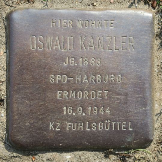 Stolperstein dedicated to Oswald Kanzler