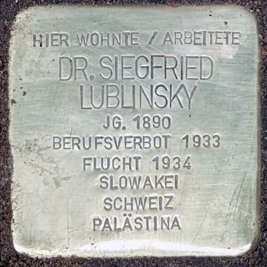 Stolperstein à la mémoire de Siegfried Lublinsky