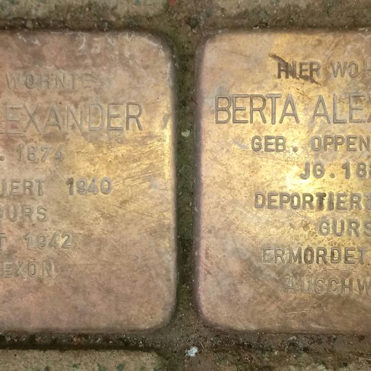 Stolperstein dedicated to Berta Alexander