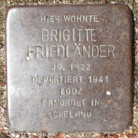 Stolperstein dedicated to Brigitte Friedländer