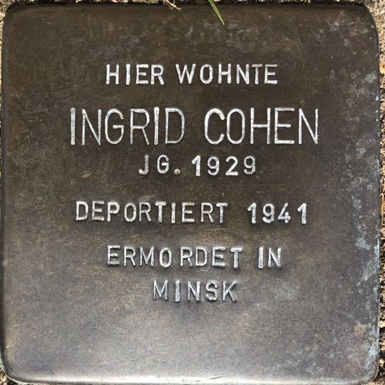 Stolperstein dedicated to Ingrid Cohen