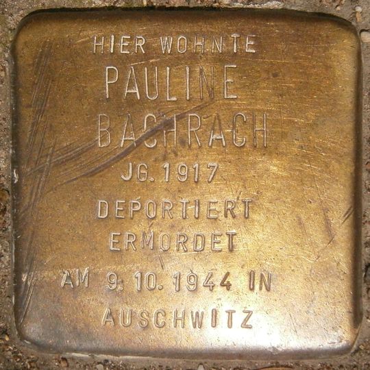Stolperstein dedicated to Pauline Bachrach