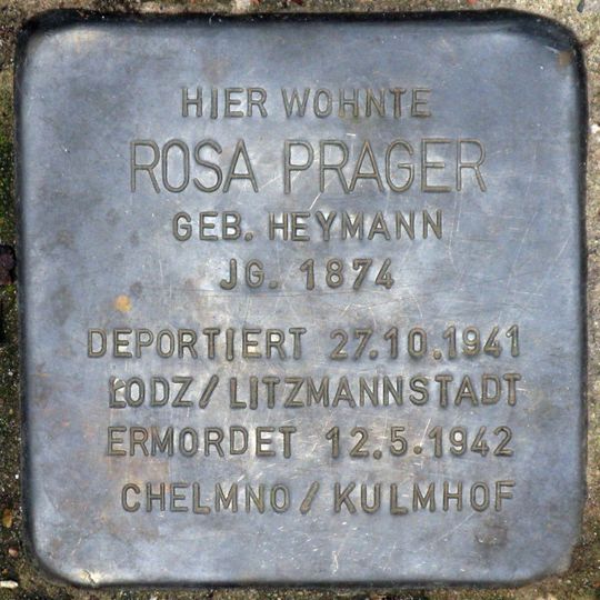 Stolperstein dedicated to Rosa Prager