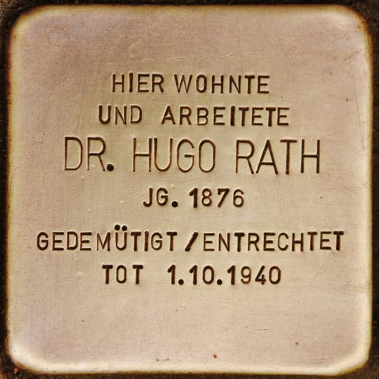 Stolperstein dedicated to Hugo Rath