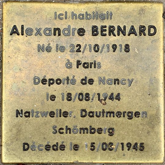 Stolperstein à la mémoire d'Alexandre Bernard