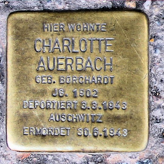 Stolperstein dedicated to Charlotte Auerbach