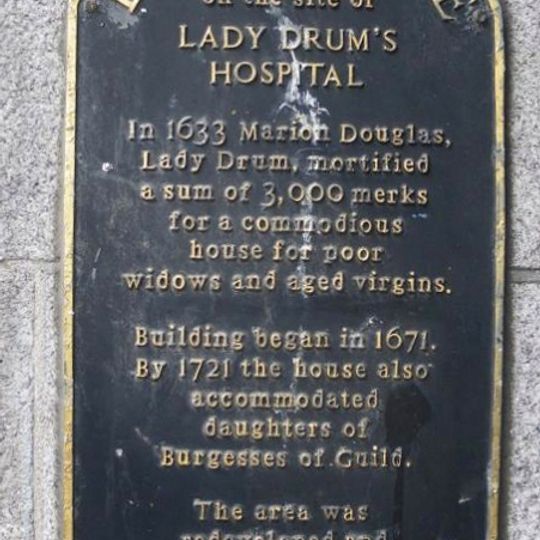Plaque on site of Lady Drum's Hospital