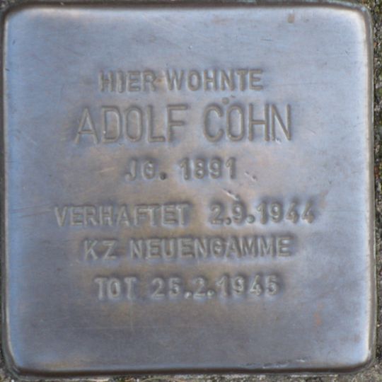 Stolperstein dedicated to Adolf Cohn