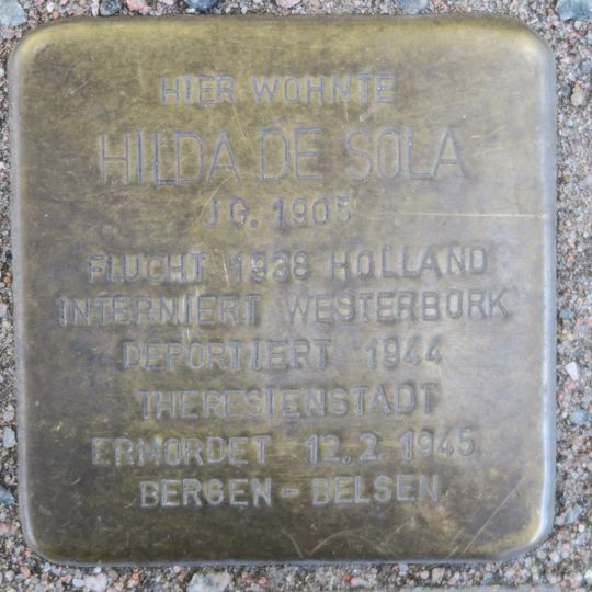 Stolperstein dedicated to Hilda de Sola