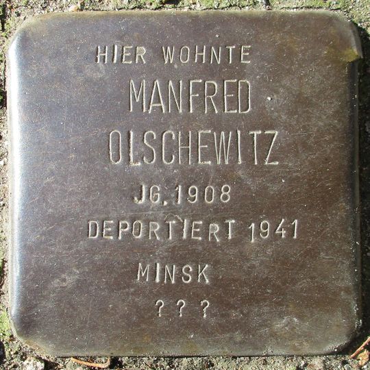 Stolperstein dedicated to Manfred Olschewitz