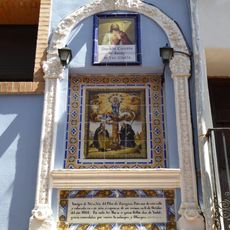 Ceramic panel of Our Lady of El Pilar and the Holy Heart of Jesus