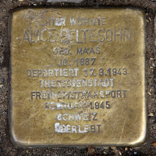 Stolperstein dedicated to Alice Peltesohn