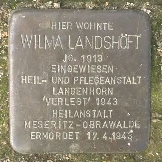 Stolperstein en memoria de Wilma Landshöft