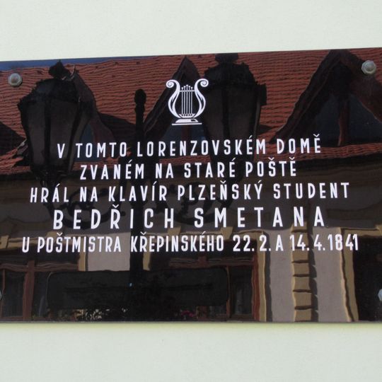 Pamětní deska Bedřicha Smetany na Malém náměstí v Rokycanech