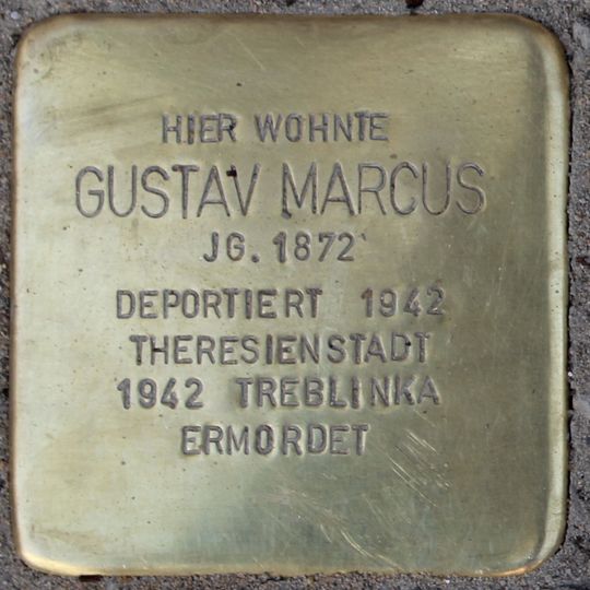 Stolperstein dedicated to Gustav Marcus