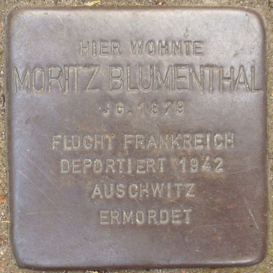 Stolperstein dedicated to Moritz Blumenthal