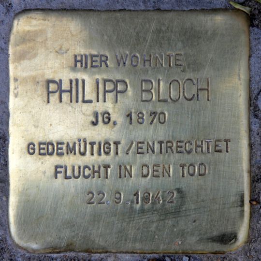 Stolperstein dedicated to Philipp Bloch