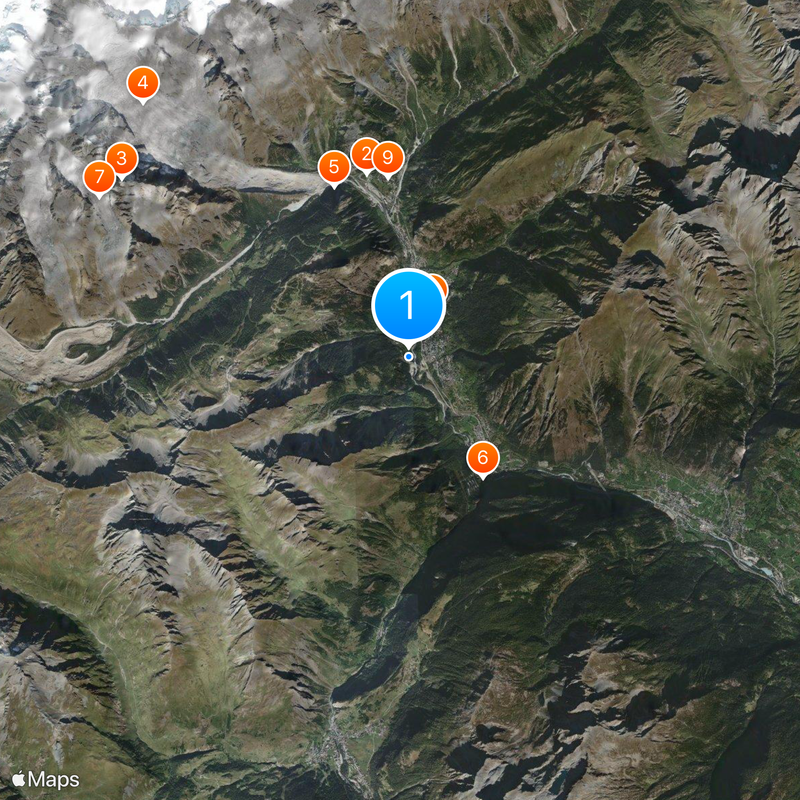 Tour du Mont Blanc Mapa