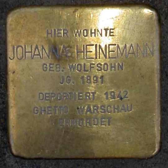 Stolperstein en memoria de Johanna Heinemann