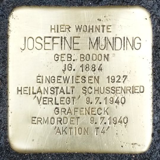 Stolperstein dedicated to Josefine Munding